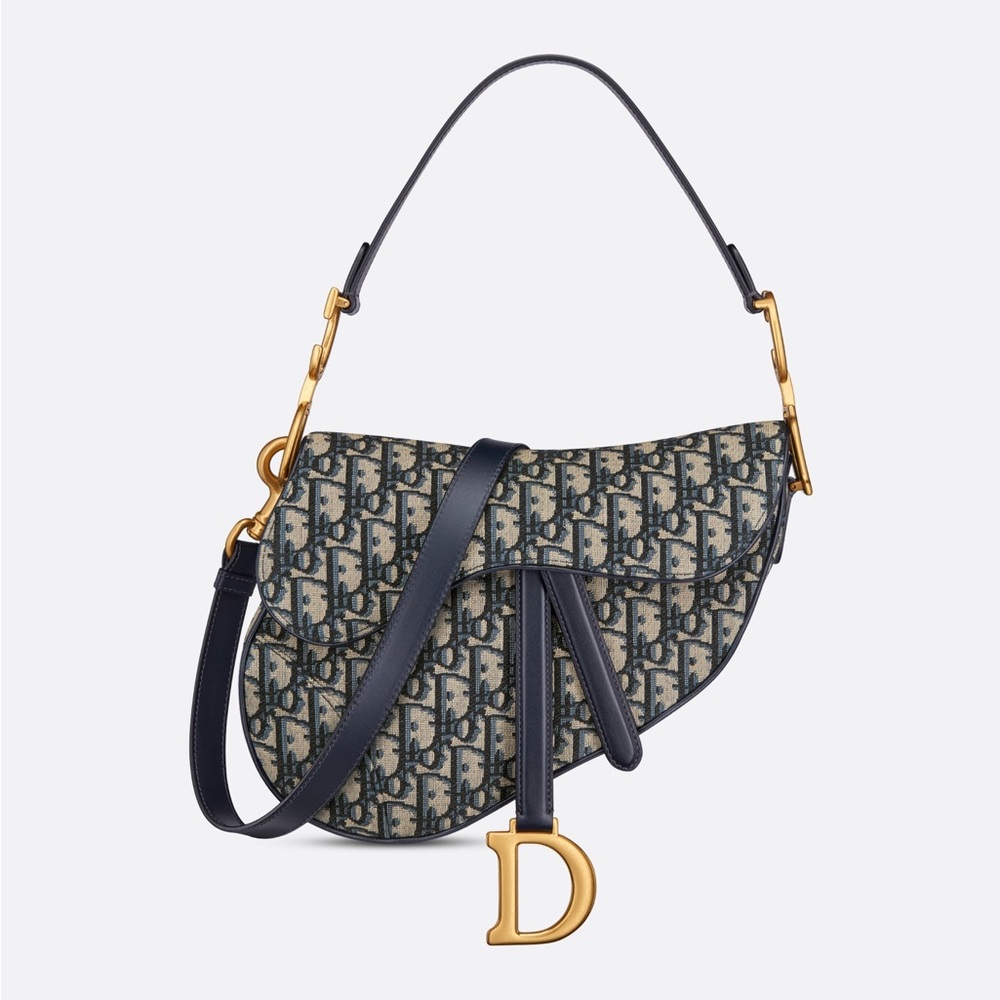 MINI SADDLE BAG Blue Dior Oblique Jacquard AUTHENTIC NWT